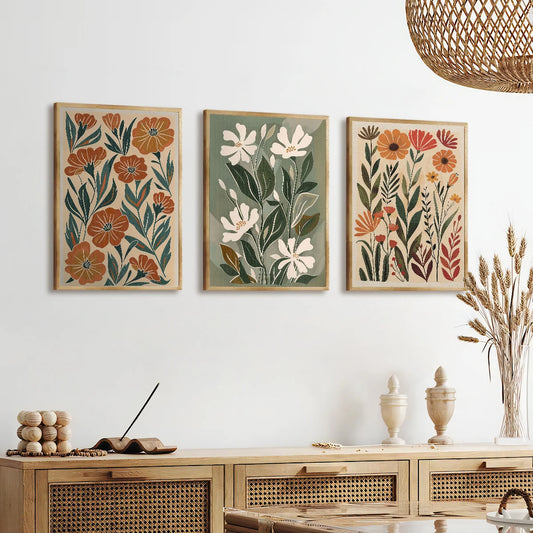 Bohemian Abstract Floral Canvas