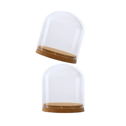 2Pcs 12x12cm Glass Dome Cover Cloche Bell Jar