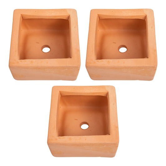 3-Piece Square Terracotta Flowerpots