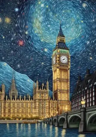 Van Gogh Style World Landmarks Poster