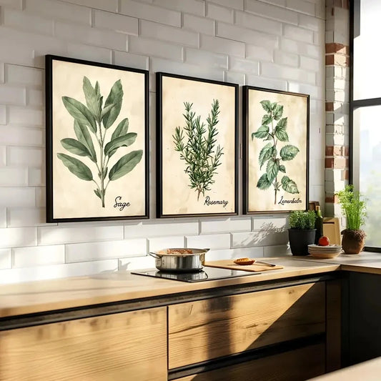 3pcs/Set Vintage Herbalist Herbal Leaf Canvas Poster