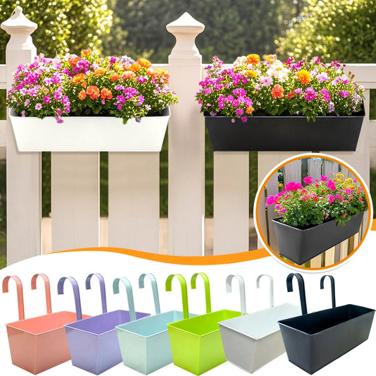 Black Metal Iron Hanging Flower Pots