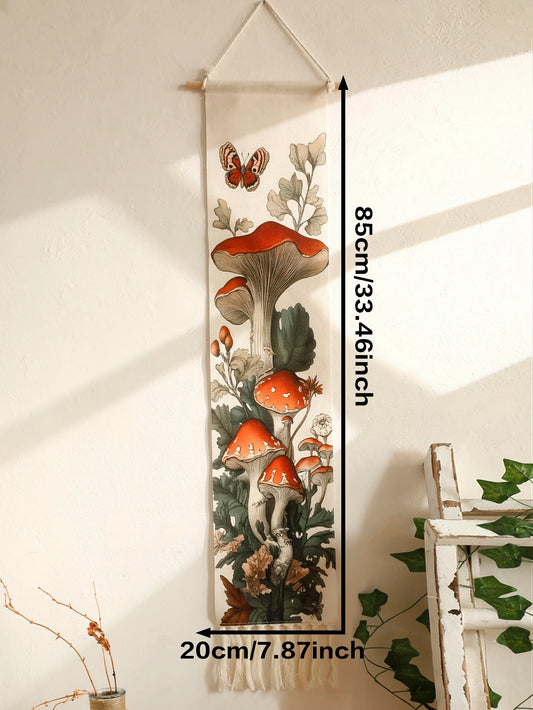 Vintage Mushroom & Butterfly Wall Tapestry