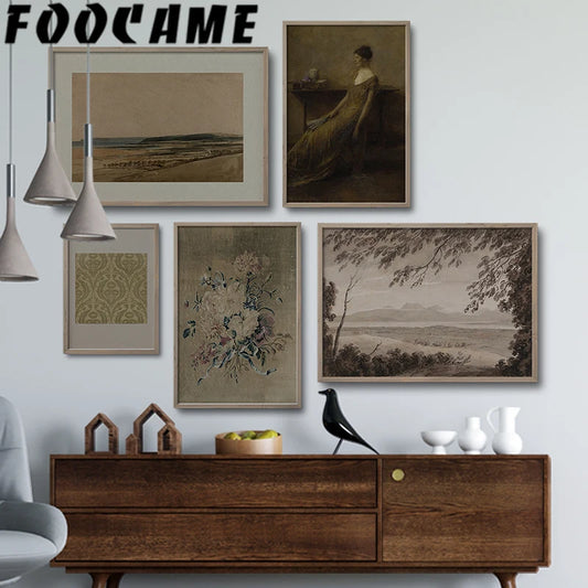 European Vintage Flower Landscape