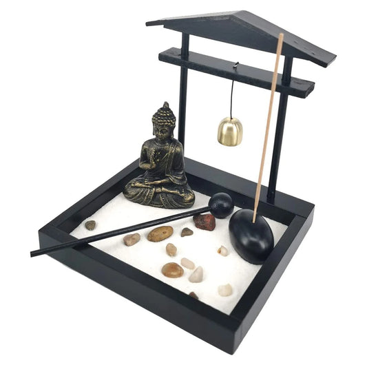 Desktop Zen Sand Garden with Meditating Buddha