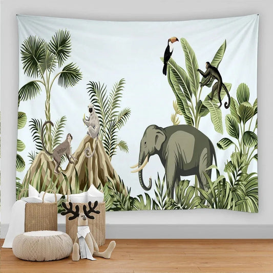 Tropical Leaves, Flowers & Birds Wall Hanging