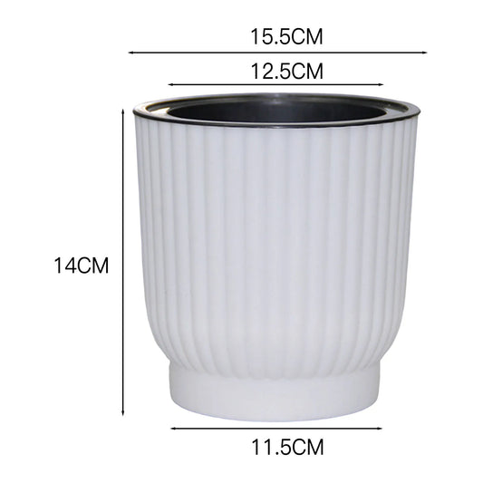 Self-Watering White Round Planter