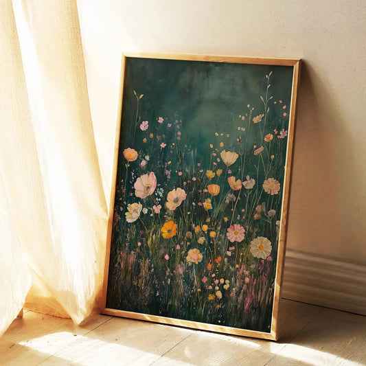 Vintage Wildflower Botanical Canvas Poster