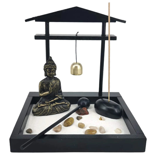 Desktop Zen Sand Garden with Meditating Buddha