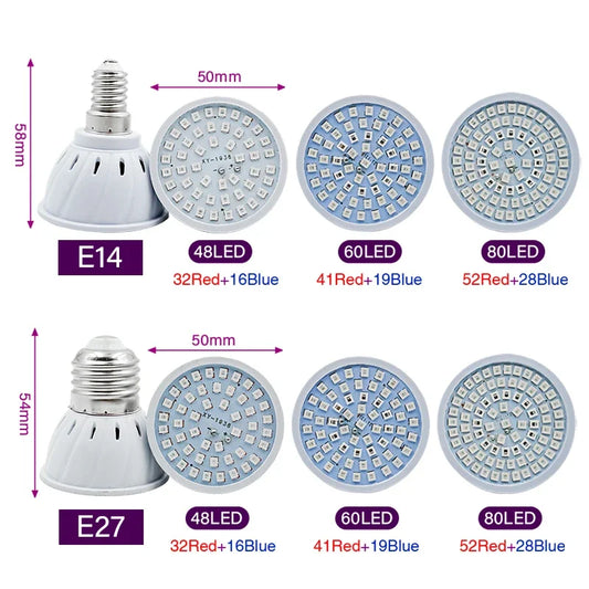 10Pcs Full Spectrum LED Grow Bulbs