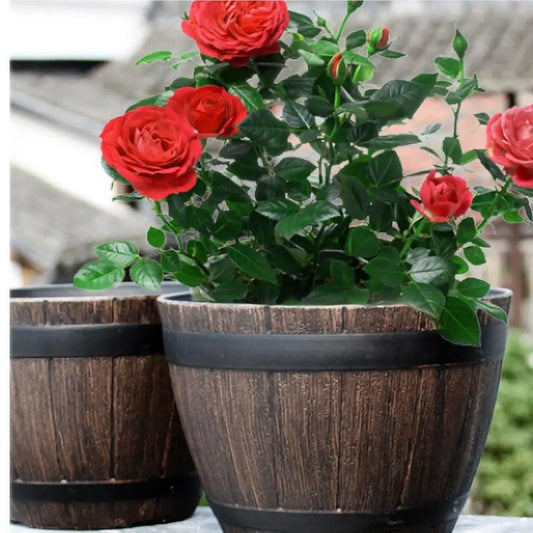 Vintage Wood Barrel Planter