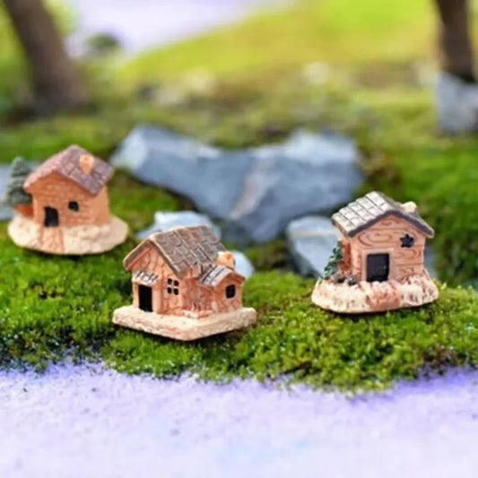 5Pcs Mini Dollhouse Stone House Resin Decorations